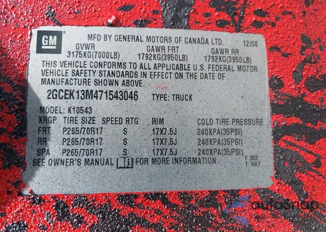 2007 Chevrolet Silverado 1500 Lt1 z USA, uszkodzony, nr VIN 2GCEK13M471543046